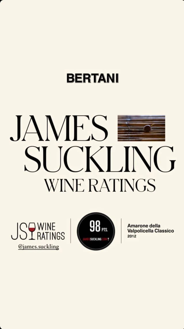 James Suckling 98 points -Bertani Amarone della Valpolicela Classico 2012